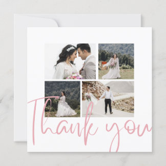 Photo Collage Elegant Wedding Thank You Card