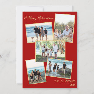 Photo Collage Family Christmas Flat Holiday Card