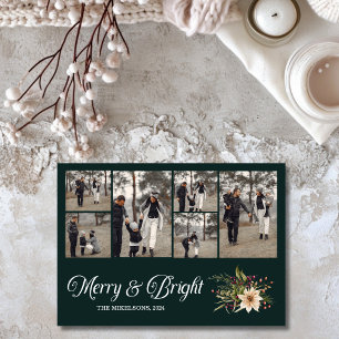 Photo Collage Family Merry & Bright Christmas  Holiday Card