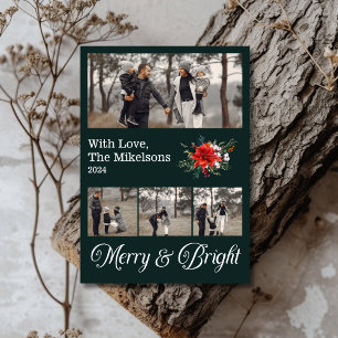 Photo Collage Family Merry & Bright Christmas  Holiday Card