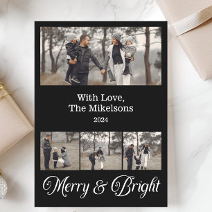 Photo Collage Family Merry & Bright Christmas  Holiday Card