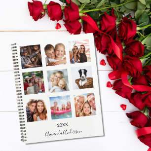 Photo collage family monogram white 2025 planner