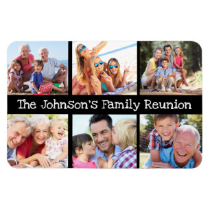 Photo Collage Family Reunion Personalised Black  Magnet
