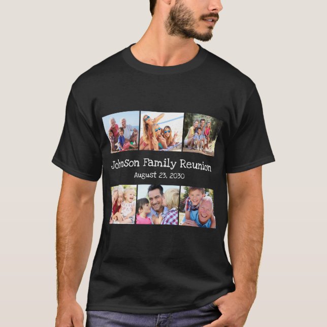 Photo Collage Family Reunion Personalised Date T-Shirt (Front)