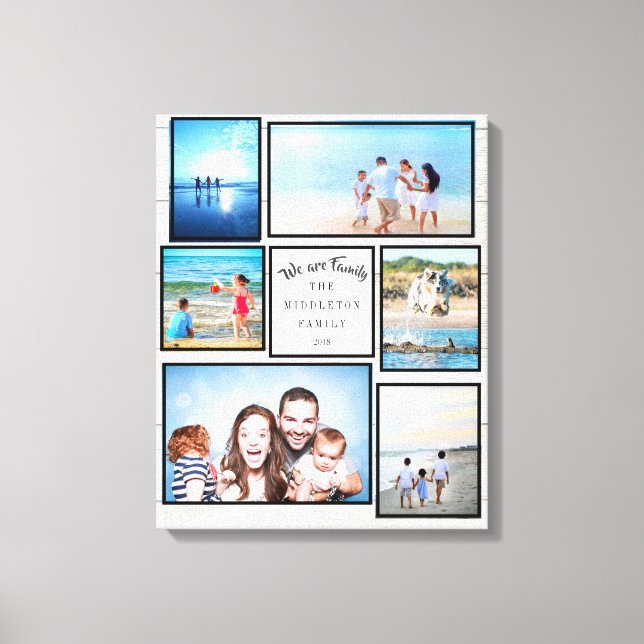 Photo Collage Family Rustic We are Family Canvas Print (Front)