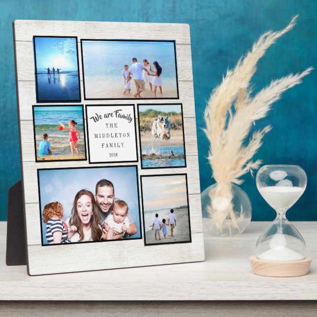 Photo Collage Family Rustic We are Family Plaque (Side)