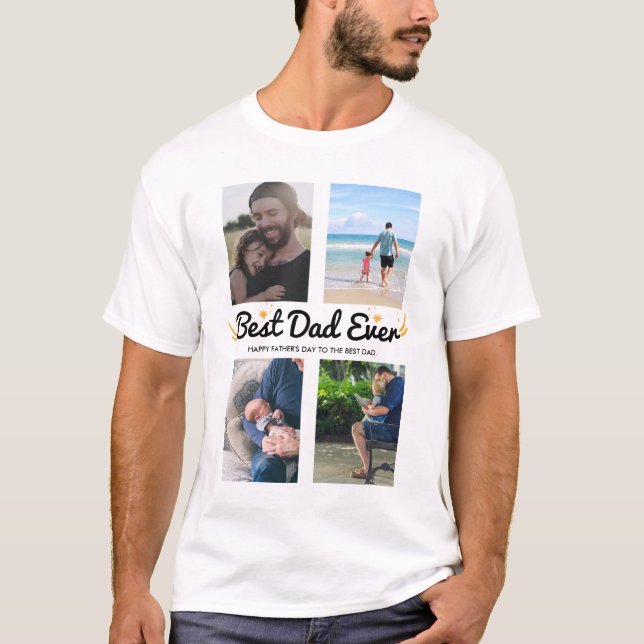 Photo Collage Father's Day Gift Best Dad Custom T-Shirt (Front)