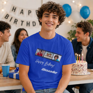 Photo collage film name birthday guy royal blue T-Shirt