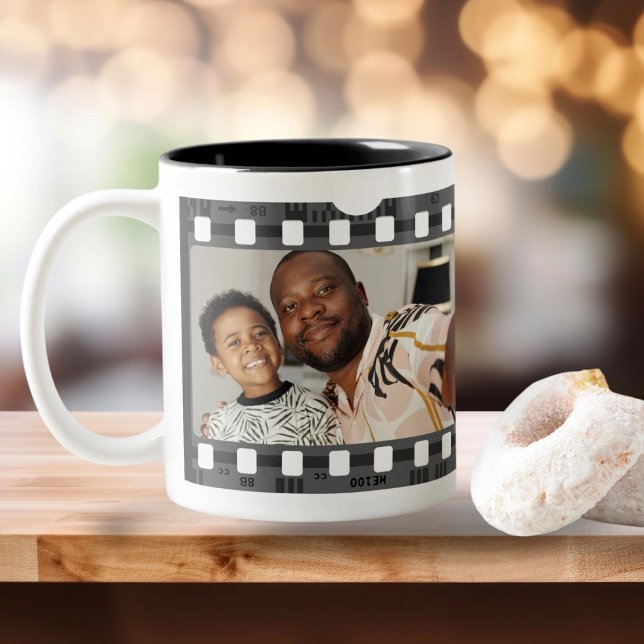Photo Collage Film Strip Personalised DIY Custom Two-Tone Coffee Mug (Photo Collage Film Strip Personalized DIY Custom Two-Tone Coffee Mug by Ricaso Add your photographs)