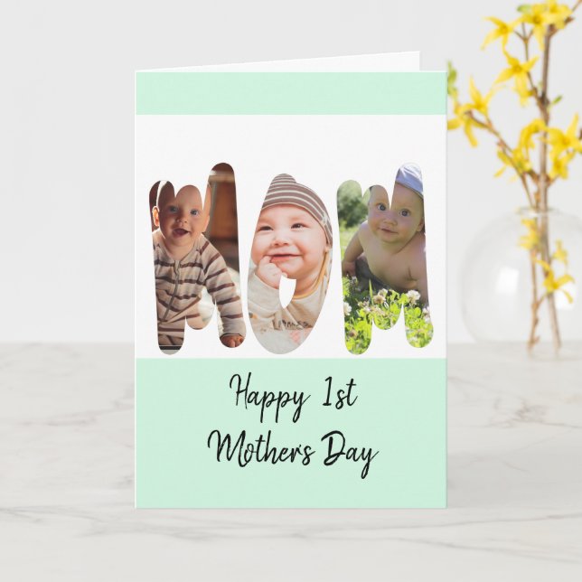 Photo collage-FIRST Mother's Day  Card (Yellow Flower)