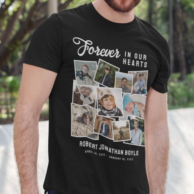 Photo Collage Forever In Our Hearts Memorial T-Shirt (Creator Uploaded)