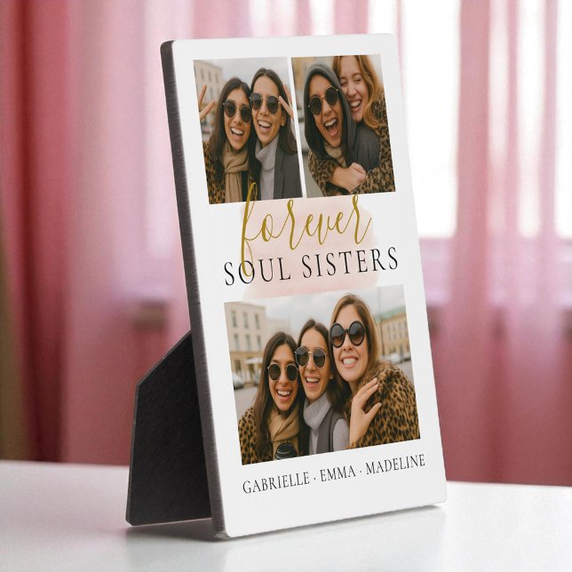 Photo Collage Forever Soul Sisters Friendship Gift Plaque (Creator Uploaded)