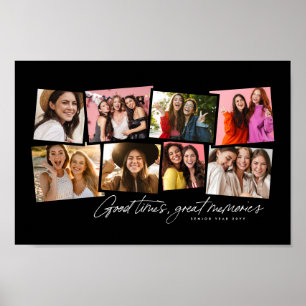 Photo collage fun personalised black white memory poster
