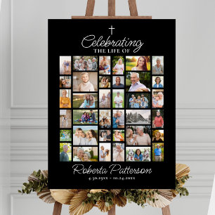 Photo Collage Funeral Celebration of Life Welcome Poster