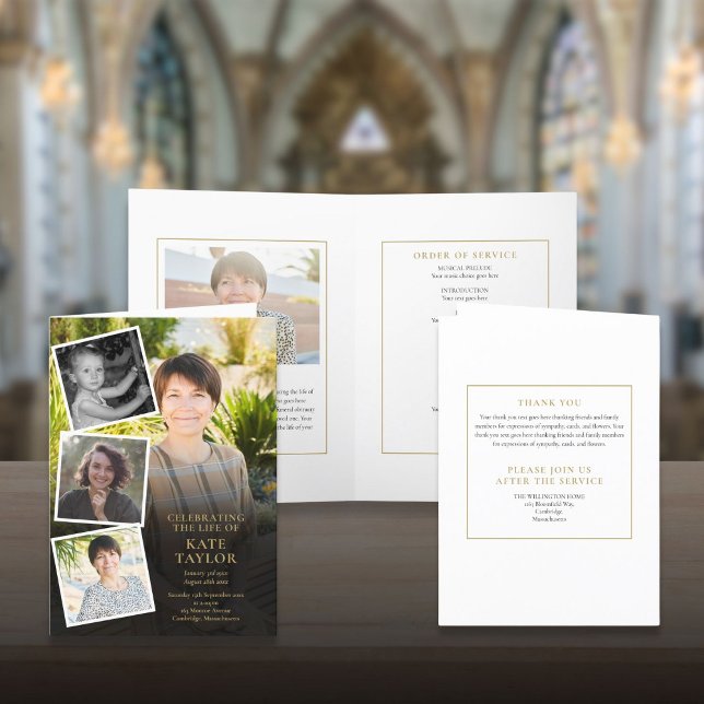 Photo Collage Funeral Order Of Service Folded Programme (Photo Collage Funeral Order Of Service Folded Program)