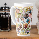 Photo Collage Geometric Hexagon 28 Picture Tall Latte Mug<br><div class="desc">Create your own tall latte mug with a geometric hexagon style photo collage. The photo template is set up for you to add 28 of your pictures of family and friends, pets, vacations etc. Your photos will be displayed in the hexagon shapes, like a wall of honeycomb. The pattern is...</div>