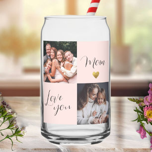 Photo collage gift "Love you Mum" pink Can Glass