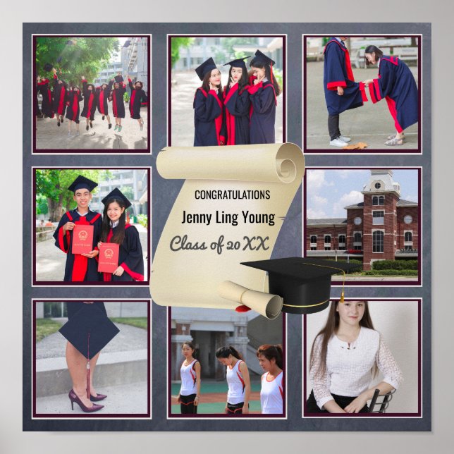 Photo Collage Graduation Keepsake Instagram Named Poster (Front)