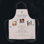 Photo Collage Grandma's Kitchen Foliage Apron<br><div class="desc">Grandma's Kitchen.  Hugs and Love.  Apron.  White.  Grandchildren photos.</div>
