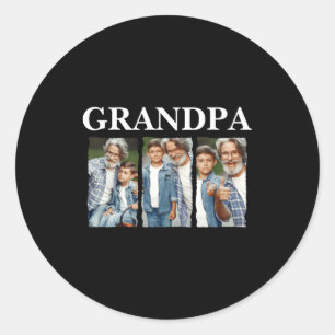 Photo Collage Grandpa D Gift  Classic Round Sticker