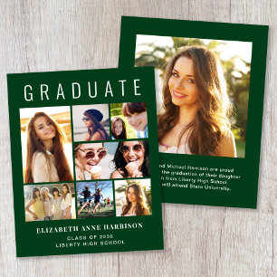 Photo Collage Green Budget Graduation Announcement