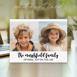 Photo Collage Grid - Text On Bottom - White Postcard