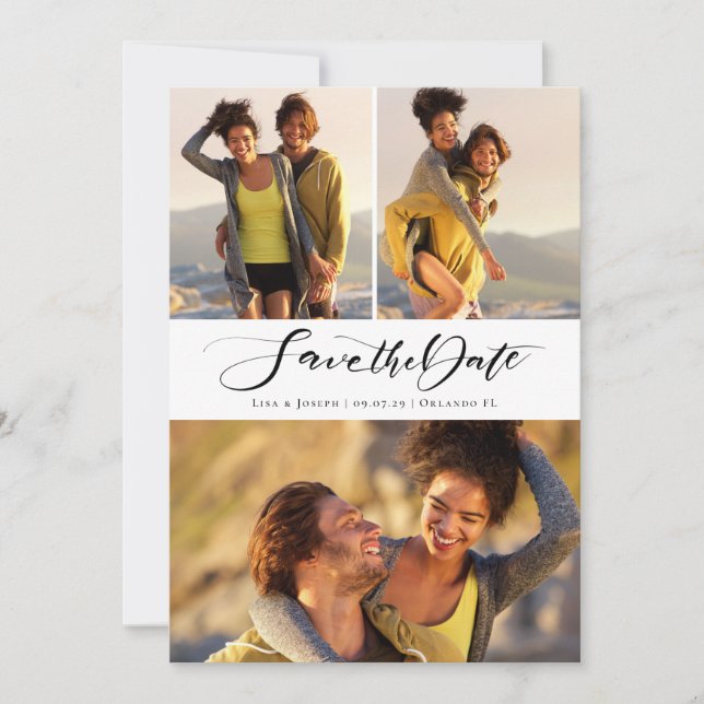 Photo Collage Handwritten Script Save The Date (Front)
