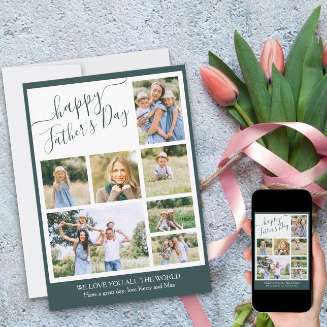 Photo Collage Happy Father's Day 7 Picture Holiday Card (Creator Uploaded)