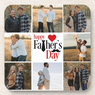 Photo Collage "Happy Father's Day" Hard Plastic Co Coaster