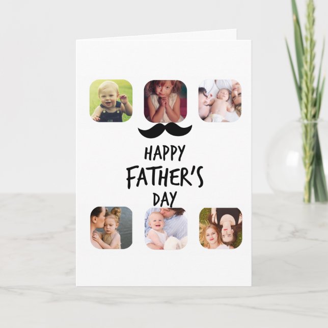 Photo Collage Happy Fathers Day Personalised Card (Front)