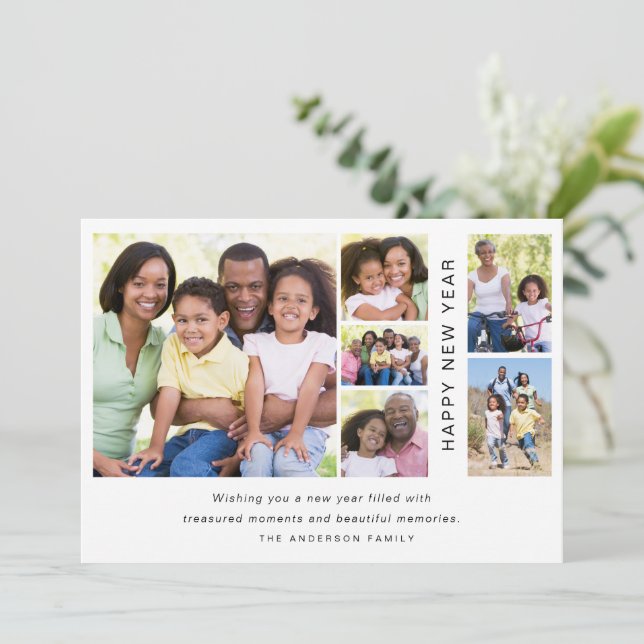 Photo Collage Happy New Year Holiday Card (Standing Front)