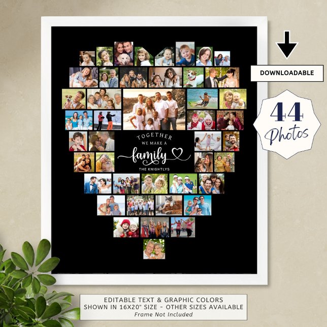 Photo Collage Heart Together We Make A Family Poster (Creator Uploaded)