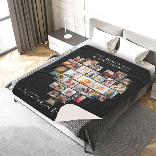 Photo Collage Heart Together we Make a Family Sherpa Blanket (Creator Uploaded)