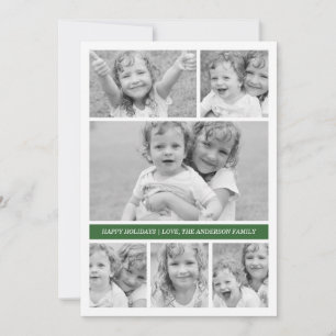Photo Collage Holiday Photocard - Green Card