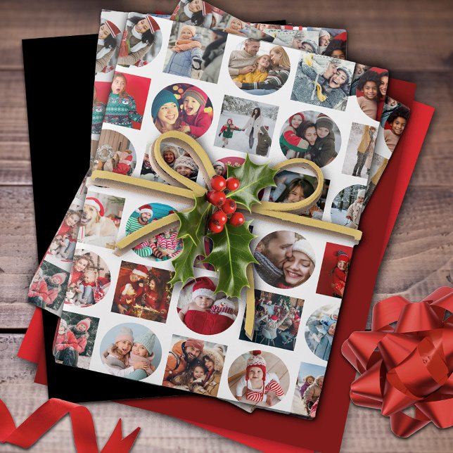 Photo Collage Holiday Wrapping Paper Sheet (Creator Uploaded)