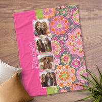 Photo Collage Hot Pink Orange Funky Flowers