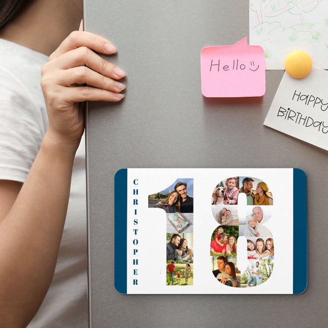 Photo Collage in Number 18 - 18th Birthday Magnet (Creator Uploaded)