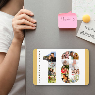 Photo Collage in Number 18 Happy 18th Birthday Magnet