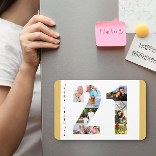 Photo Collage in Number 21 Happy 21st Birthday Magnet