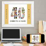 Photo Collage in Number 40 Neutral 40th Birthday Poster<br><div class="desc">Create your own unique 40th birthday keepsake with your favorite photos. This photo collage is in the shape of a number 40 and the template is set up ready for you to add your photographs and custom text. The sample wording includes your name and "Cheers to 40 Years!" - all...</div>