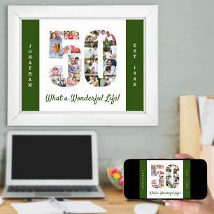 Photo Collage in Number 50 Shape for 50th Birthday Poster