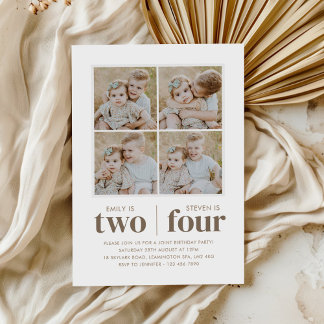 Photo Collage Joint Birthday Invitation