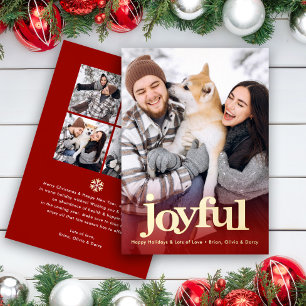 Photo Collage Joyful Bold Type Christmas Red Real