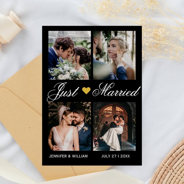 Photo Collage Just Married Wedding Announcement (Creator Uploaded)