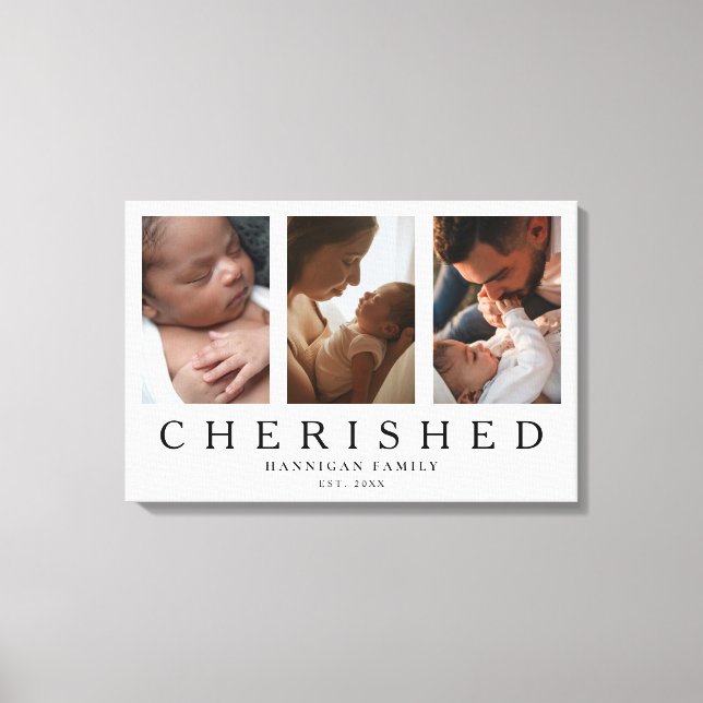 Photo Collage Keepsake Newborn Cherished Moments Canvas Print (Front)