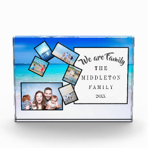 Photo Collage Keepsake Ocean Beach We are Family Block