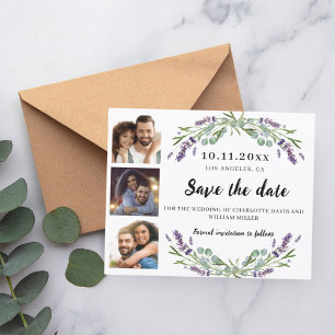 Photo collage lavender wedding Save the Date Flyer