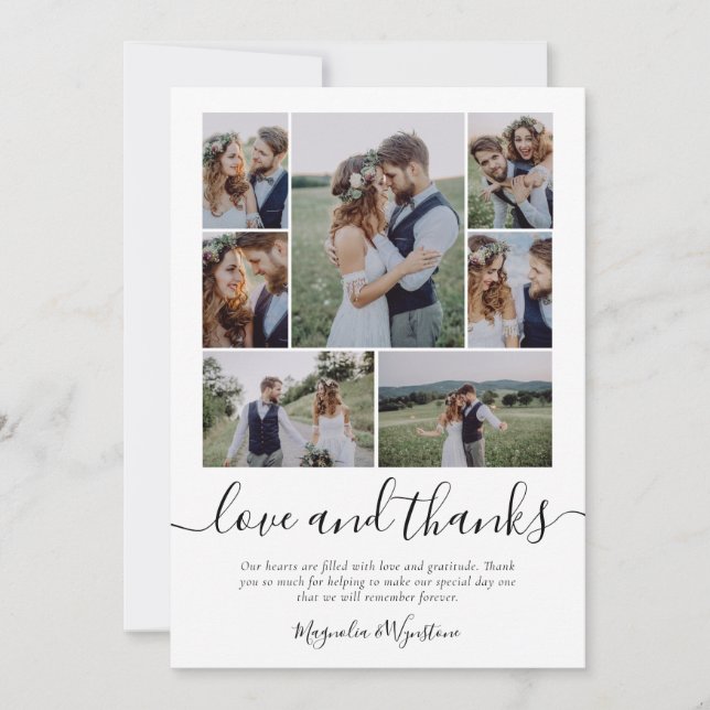 Photo Collage Love and Thanks Wedding Thank You Ca (Front)