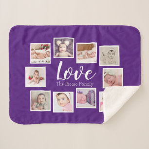 Photo Collage LOVE Themed Unique Personalised Sherpa Blanket