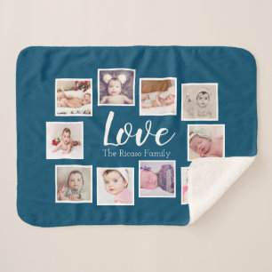 Photo Collage LOVE Themed Unique Personalised Sherpa Blanket
